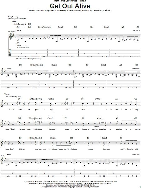 Get Out Alive - Guitar TAB, New, Main