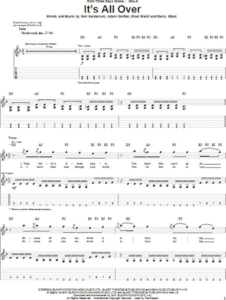 It's All Over - Guitar TAB, New, Main