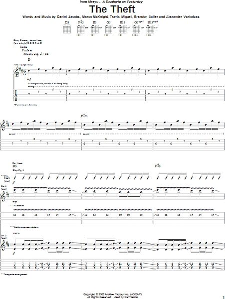 The Theft - Guitar TAB, New, Main