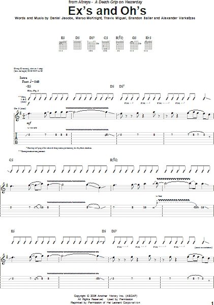 Ex's And Oh's - Guitar TAB, New, Main