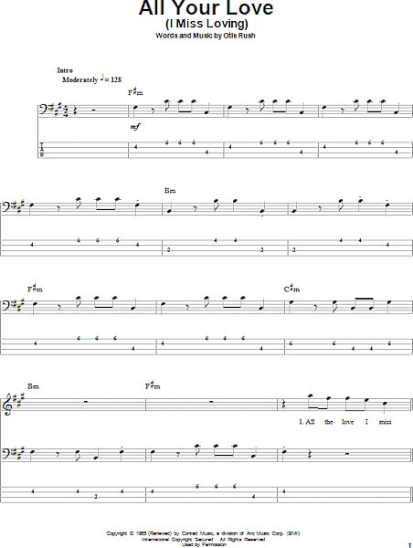 All Your Love (I Miss Loving) - Bass Tab, New, Main