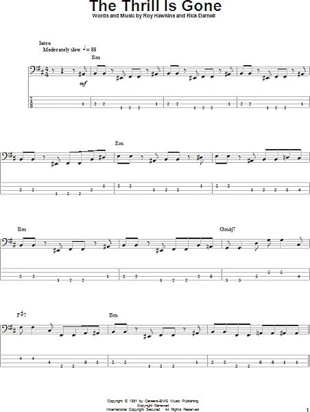 The Thrill Is Gone - Bass Tab, New, Main