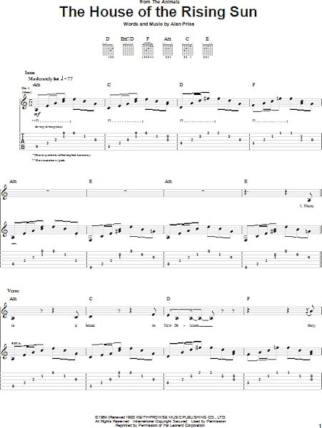 The House Of The Rising Sun - Guitar TAB, New, Main