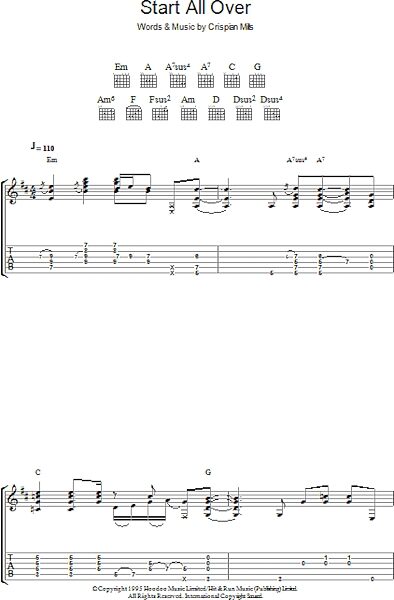 Start All Over - Guitar TAB, New, Main