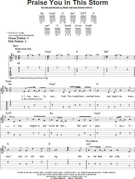 Praise You In This Storm - Easy Guitar with TAB, New, Main