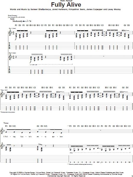 Fully Alive - Guitar TAB, New, Main