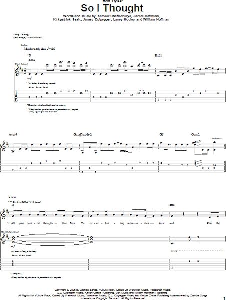 So I Thought - Guitar TAB, New, Main