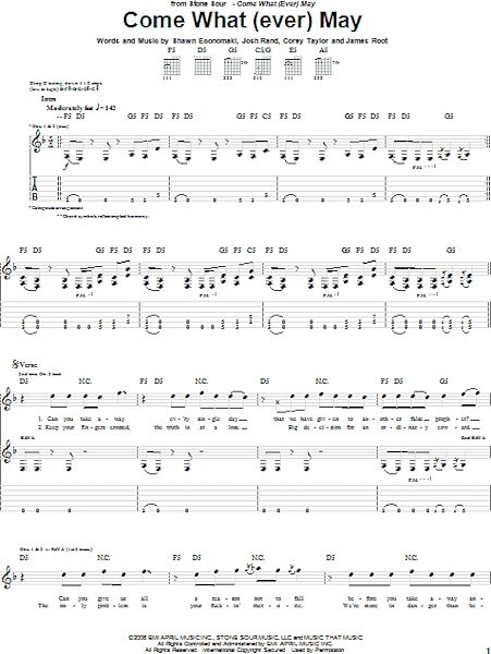 Come What(ever) May - Guitar TAB, New, Main