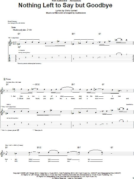 Nothing Left To Say But Goodbye - Guitar TAB, New, Main