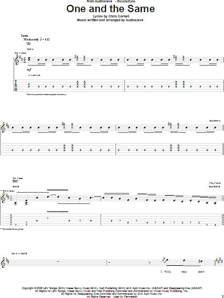 One And The Same - Guitar TAB, New, Main
