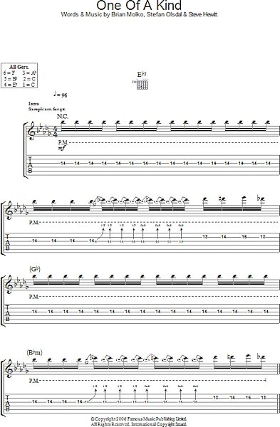 One Of A Kind - Guitar TAB, New, Main