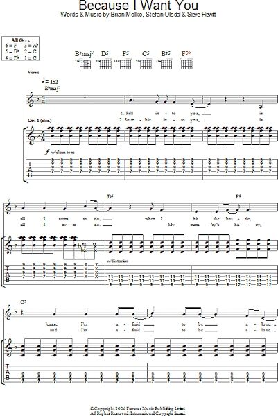 Because I Want You - Guitar TAB, New, Main