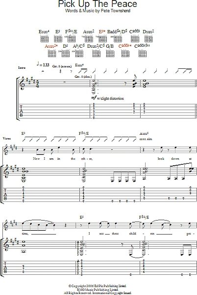 Pick Up The Peace - Guitar TAB, New, Main