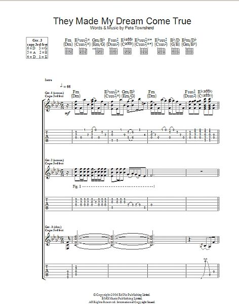 They Made My Dream Come True - Guitar TAB, New, Main