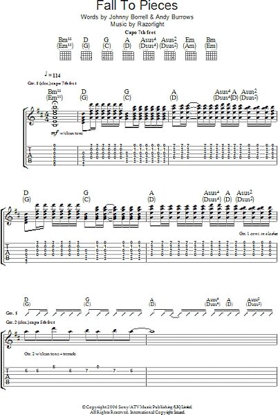 Fall To Pieces - Guitar TAB, New, Main