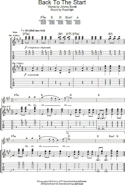 Back To The Start - Guitar TAB, New, Main
