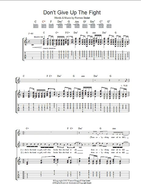 Don't Give Up The Fight - Guitar TAB, New, Main