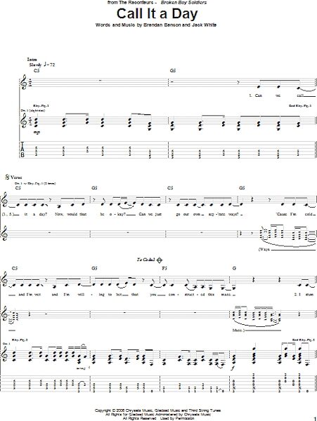 Call It A Day - Guitar TAB, New, Main
