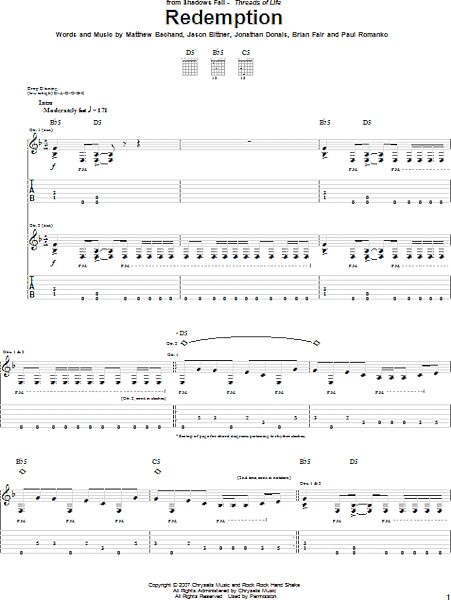 Redemption - Guitar TAB, New, Main