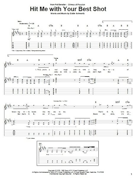 Hit Me With Your Best Shot - Guitar TAB, New, Main