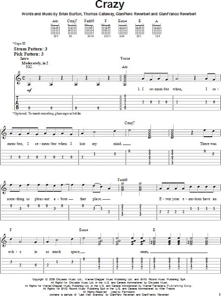 Crazy - Easy Guitar with TAB, New, Main