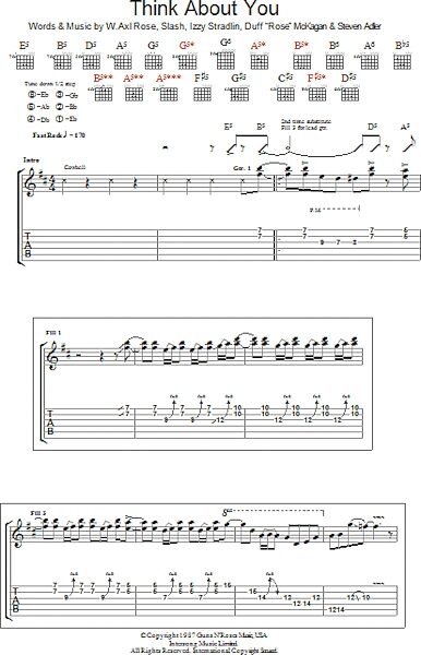 Think About You - Guitar TAB, New, Main