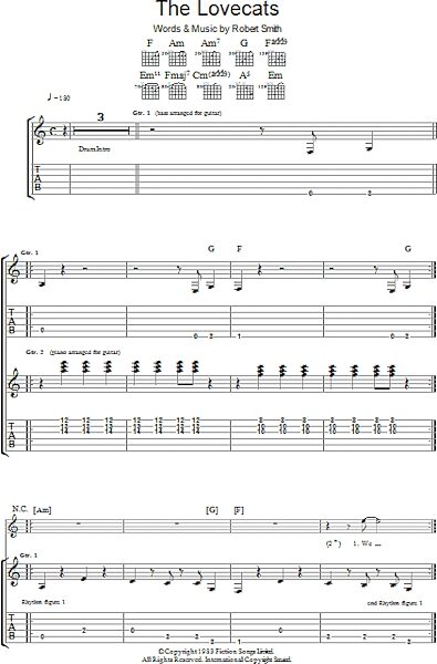 The Lovecats - Guitar TAB, New, Main