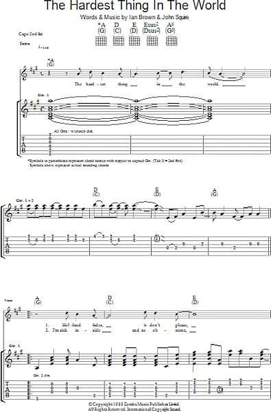 The Hardest Thing In The World - Guitar TAB, New, Main