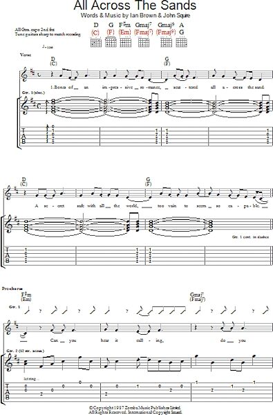 All Across The Sands - Guitar TAB, New, Main