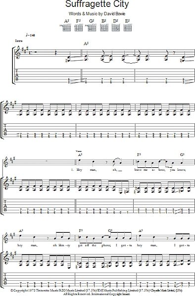 Suffragette City - Guitar TAB, New, Main