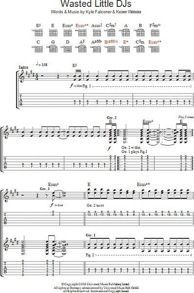 Wasted Little DJs - Guitar TAB, New, Main