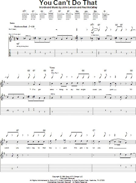 You Can't Do That - Guitar TAB, New, Main
