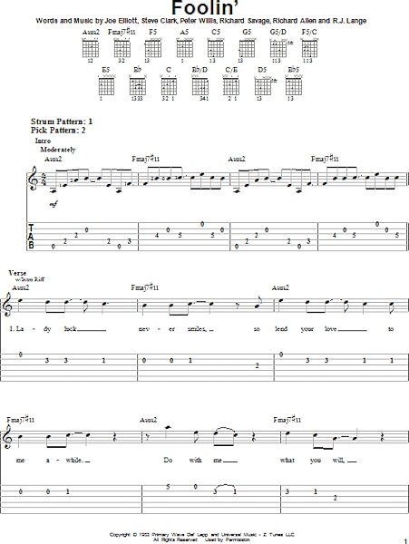 Foolin' - Easy Guitar with TAB, New, Main