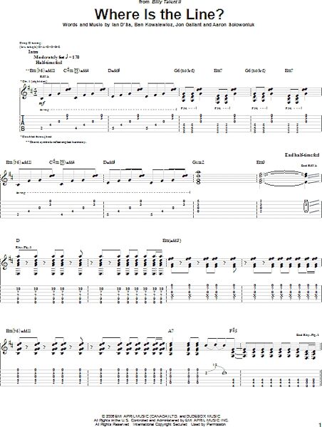 Where Is The Line? - Guitar TAB, New, Main