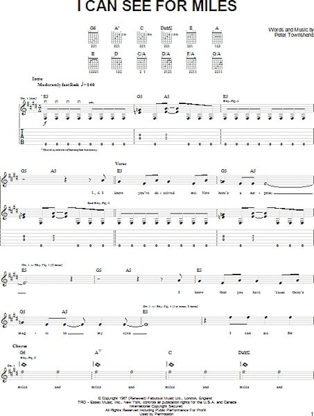 I Can See For Miles - Easy Guitar with TAB, New, Main
