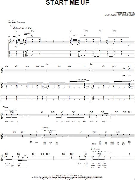 Start Me Up - Easy Guitar with TAB, New, Main