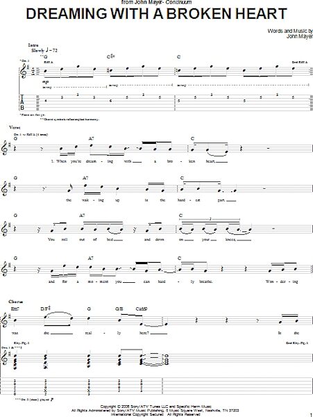 Dreaming With A Broken Heart - Guitar TAB, New, Main