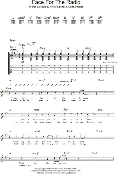 Face For The Radio - Guitar TAB, New, Main