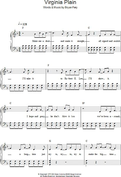 Virginia Plain - Piano/Vocal/Guitar, New, Main