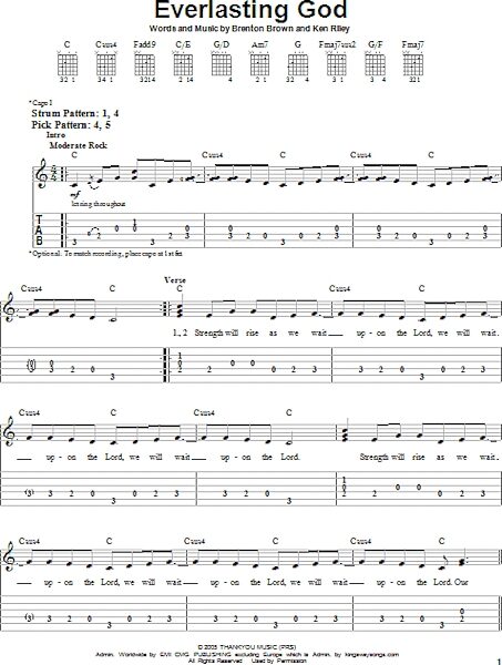 Everlasting God - Easy Guitar with TAB, New, Main
