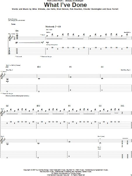 What I've Done - Guitar TAB, New, Main