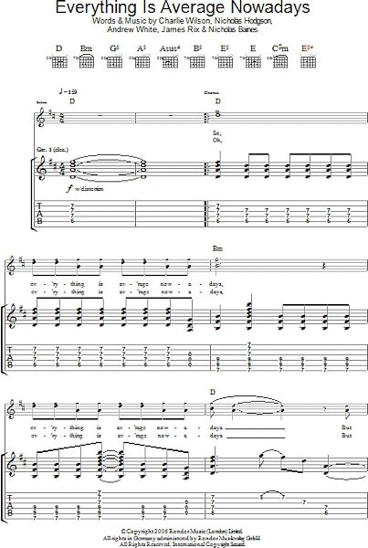 Everything Is Average Nowadays - Guitar TAB, New, Main