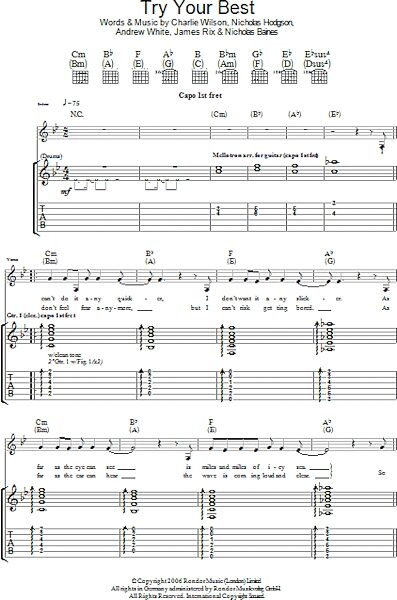 Try Your Best - Guitar TAB, New, Main