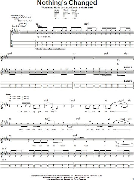 Nothing's Changed - Guitar TAB, New, Main