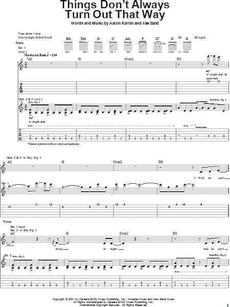 Things Don't Always Turn Out That Way - Guitar TAB, New, Main