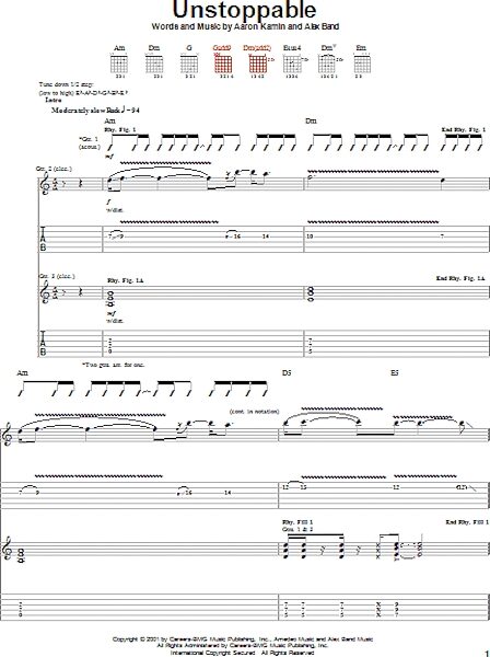 Unstoppable - Guitar TAB, New, Main