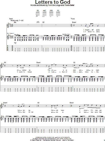 Letters To God - Guitar TAB, New, Main