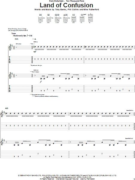 Land Of Confusion - Guitar TAB, New, Main