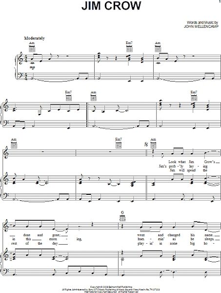 Jim Crow - Piano/Vocal/Guitar, New, Main