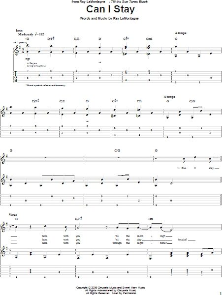 Can I Stay - Guitar TAB, New, Main
